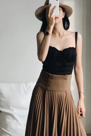 Black Ruched Spaghetti Strap Crop Top