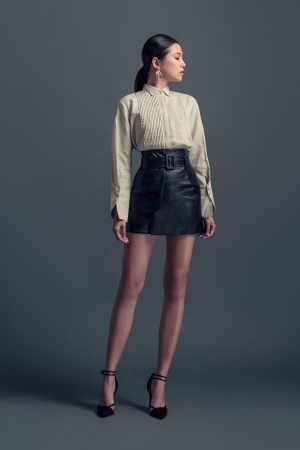 Ivory Pintuck Long Sleeve Blouse